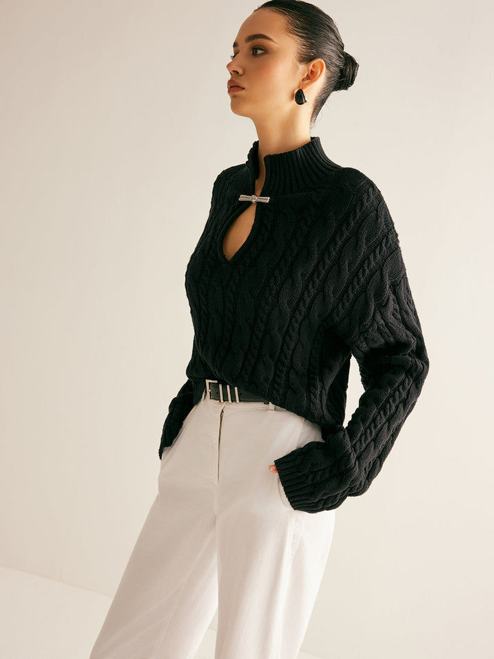 Cotton Keyhole Neckline Knit Top  Liora Lane Boutique Knit Tops