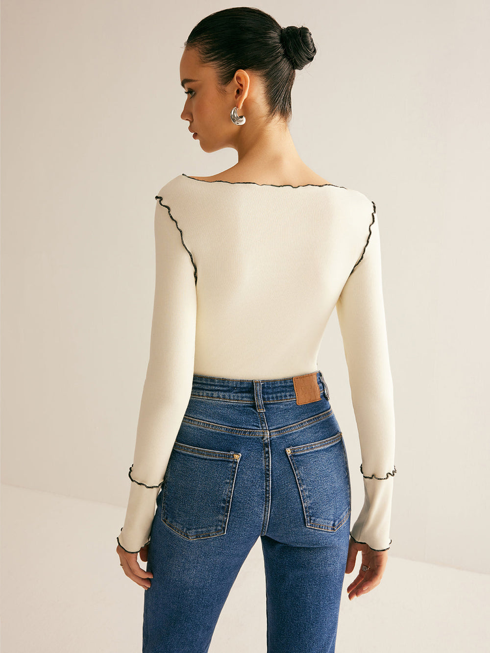 Lettuce Trim Long Sleeve Slim T-Shirt  Liora Lane Boutique T-Shirts