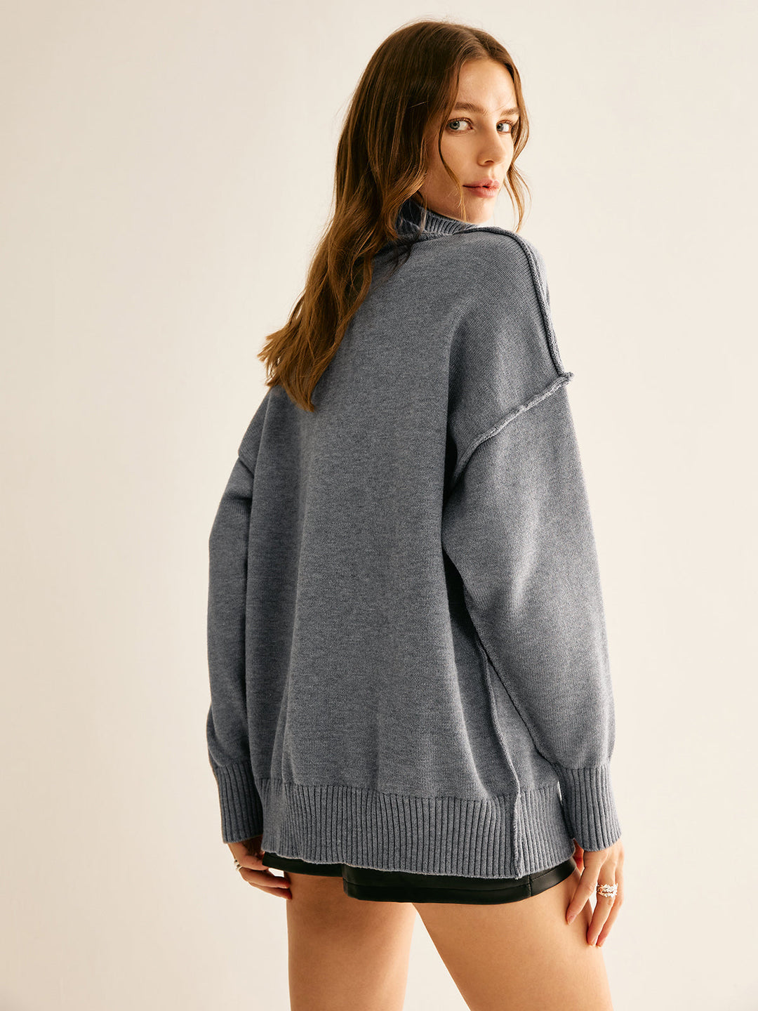 Ribbed Turtleneck Knit Top  Liora Lane Boutique Knit Tops