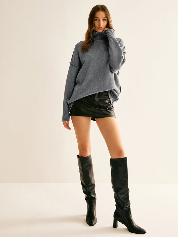 Ribbed Turtleneck Knit Top  Liora Lane Boutique Knit Tops