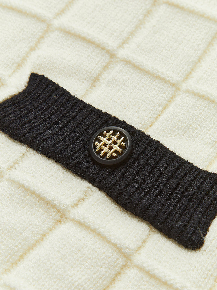 Contrast Trim Plaid Pullover Sweater  Liora Lane Boutique Sweaters