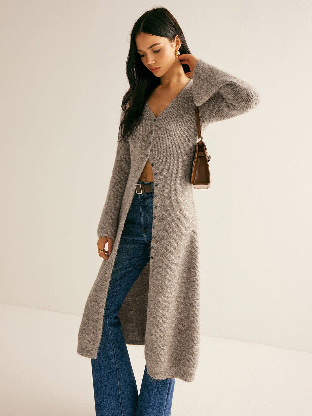 Stacking V-Neck Split Breasted Sweater Dress  Liora Lane Boutique Sweater Dresses