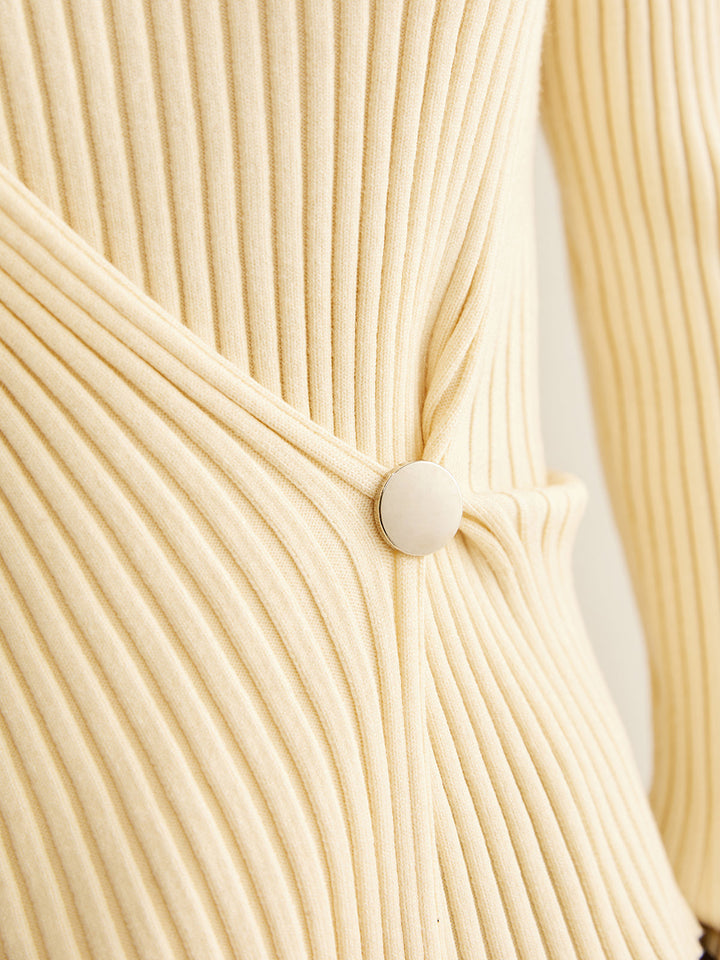 Mock-Neck Ribbed Cinched Sweater  Liora Lane Boutique Sweaters