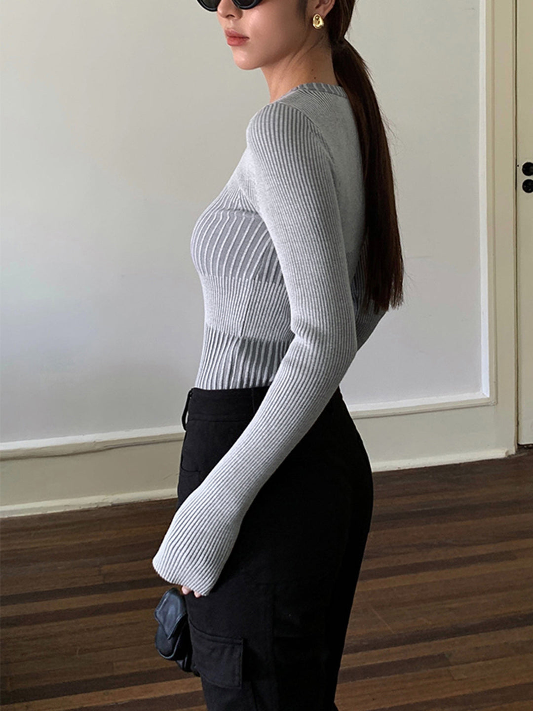 Color block Crew Neck Knit Top  Liora Lane Boutique Knit Tops