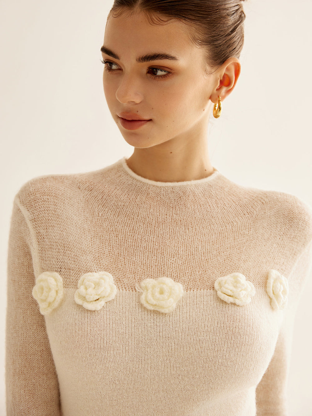 3D Flower Panel Soft Knit Top  Liora Lane Boutique Knit Tops