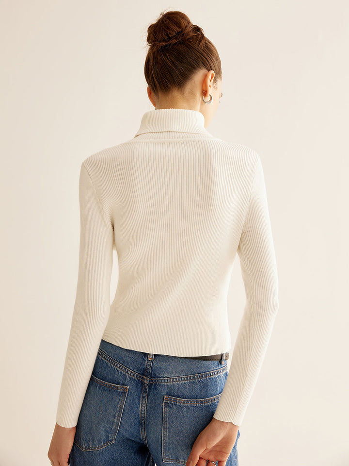 Ribbed Turtleneck Slim Sweater  Liora Lane Boutique Sweaters
