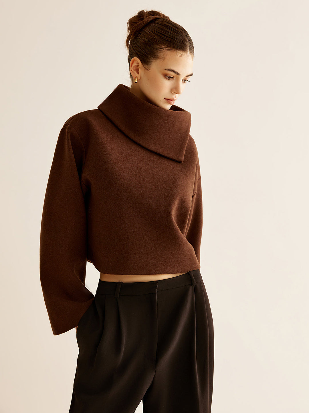 Plain Turtleneck Tweed Top  Liora Lane Boutique Wool Coats