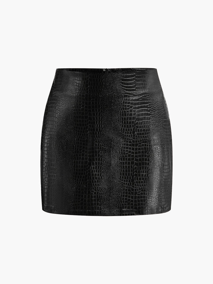 Faux Leather Textured Mini Skirt  Liora Lane Boutique Skirts Black / XL 28.00