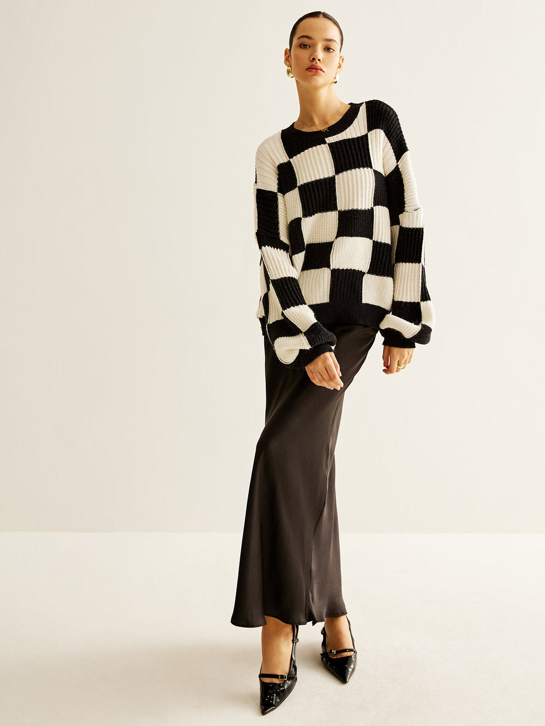 Color Block Checkerboard Sweater  Liora Lane Boutique Sweaters
