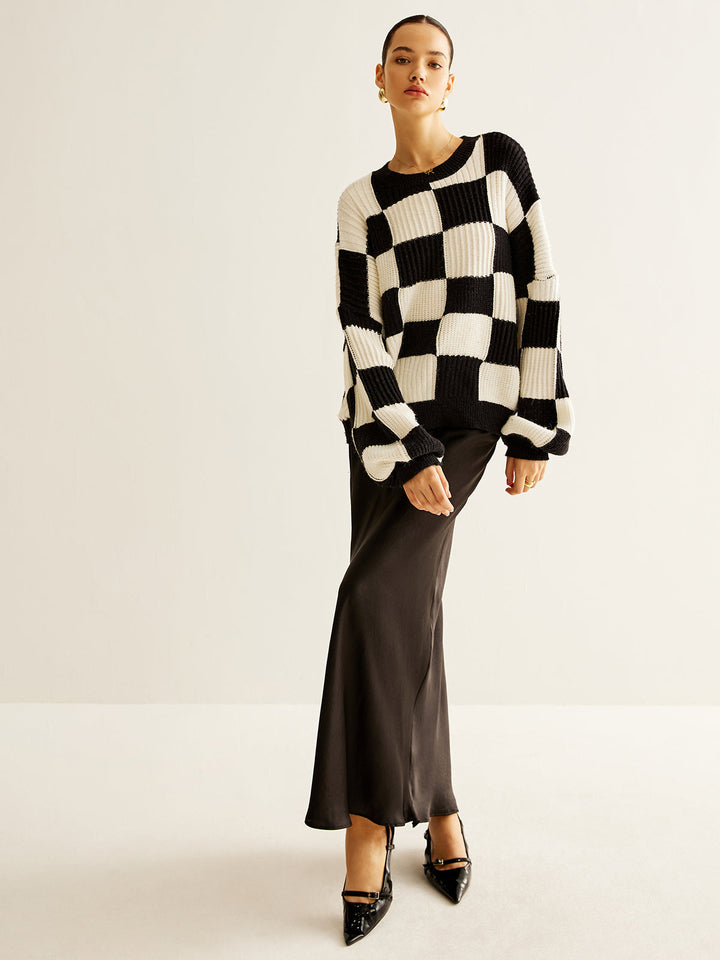 Color Block Checkerboard Sweater  Liora Lane Boutique Sweaters