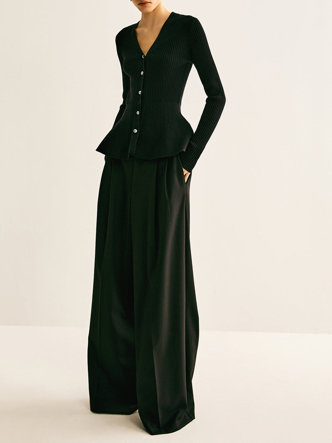 Oversized Ribbed Panel Bud Waist Button Knit Top  Liora Lane Boutique Knit Tops