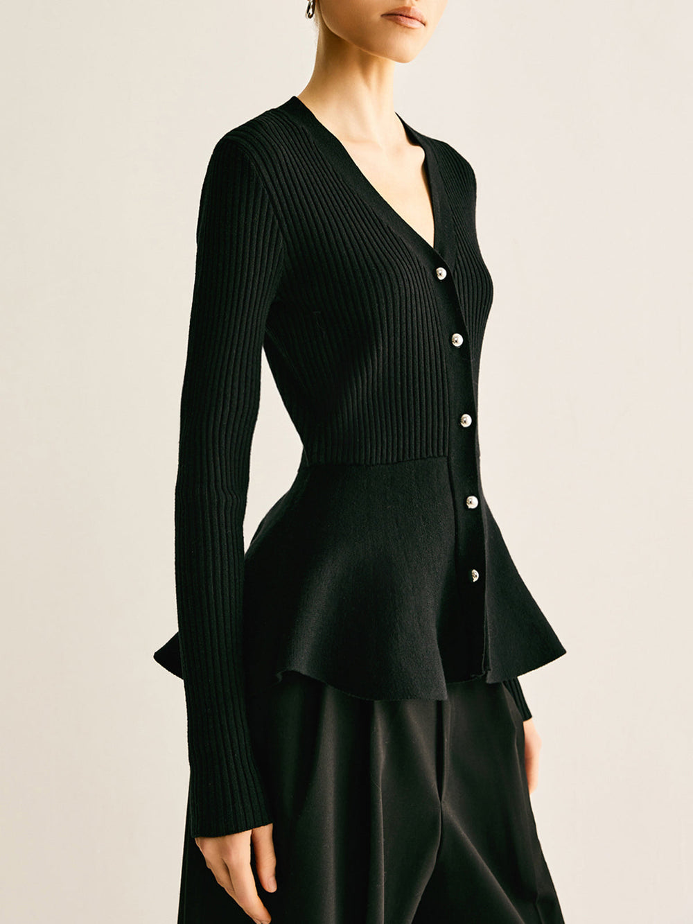 Oversized Ribbed Panel Bud Waist Button Knit Top  Liora Lane Boutique Knit Tops