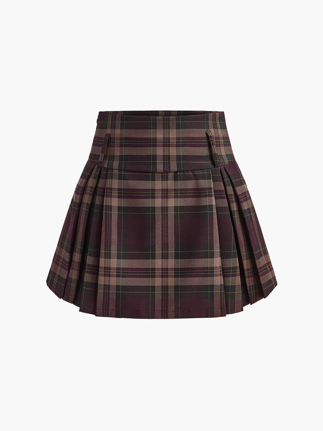 Checked Zipper Mini Skirt  Liora Lane Boutique Skirts Burgundy / XL 29.00