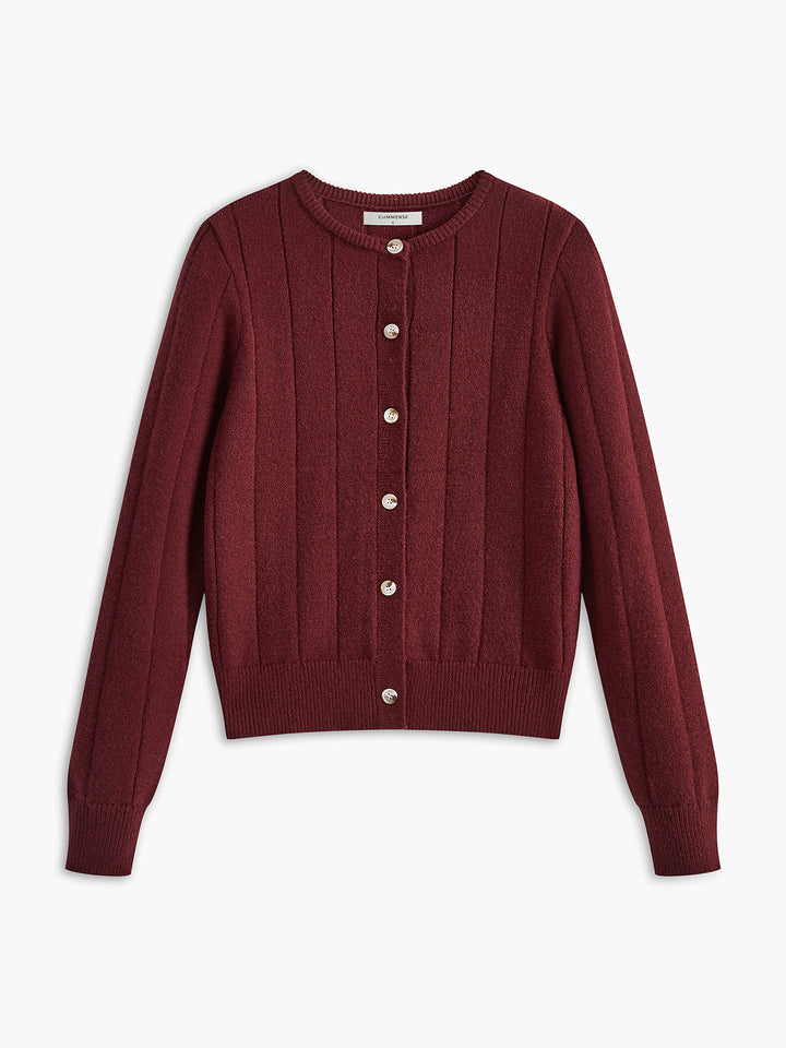 Crew Neck Button Soft Cardigan  Liora Lane Boutique Cardigans Burgundy / XL 36.00