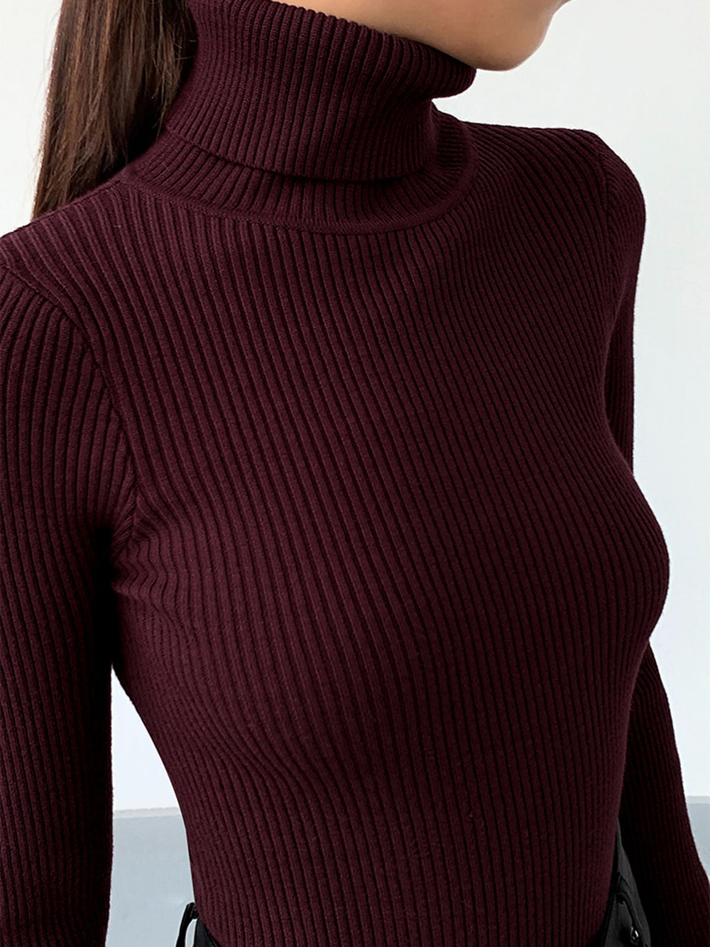 Minimalist Turtleneck Slim Knit Top  Liora Lane Boutique Knit Tops