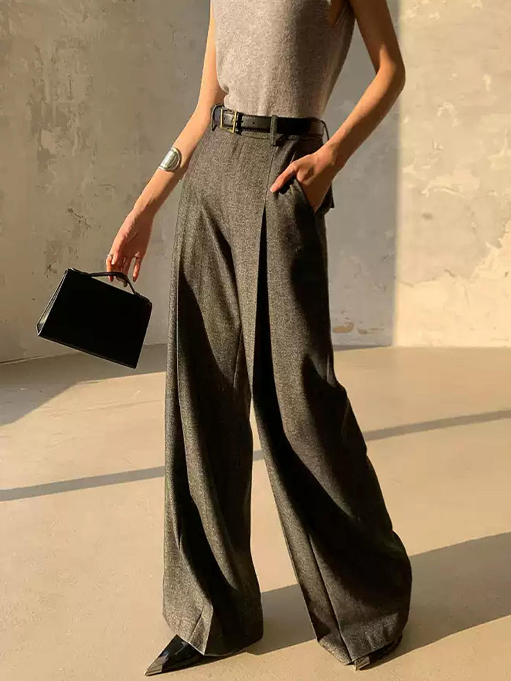 High Waist Pleated Pants Without Belt  Liora Lane Boutique Pants