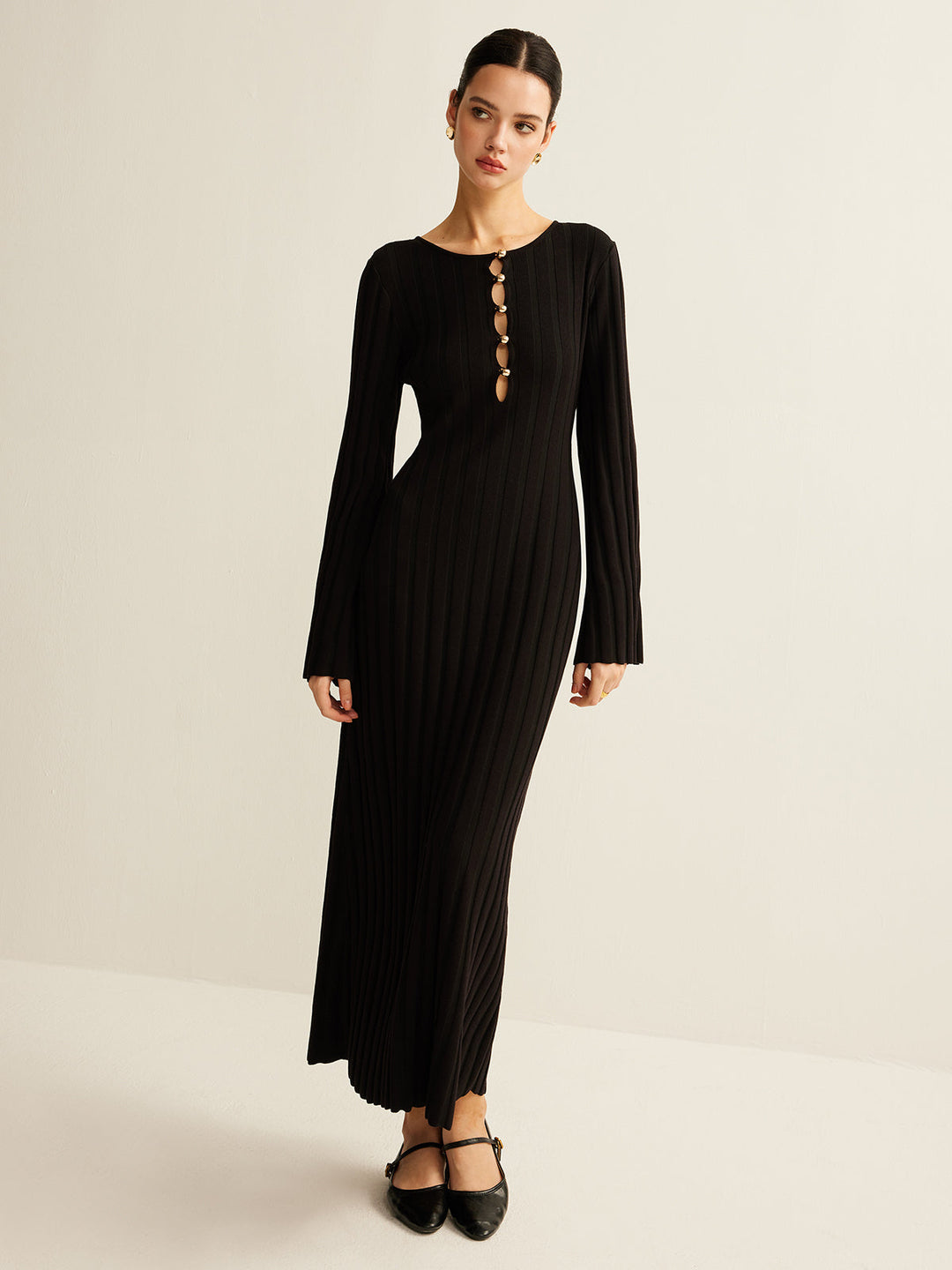 Cutout Soft Sweater Dress  Liora Lane Boutique Sweater Dresses Black / XL 137.99