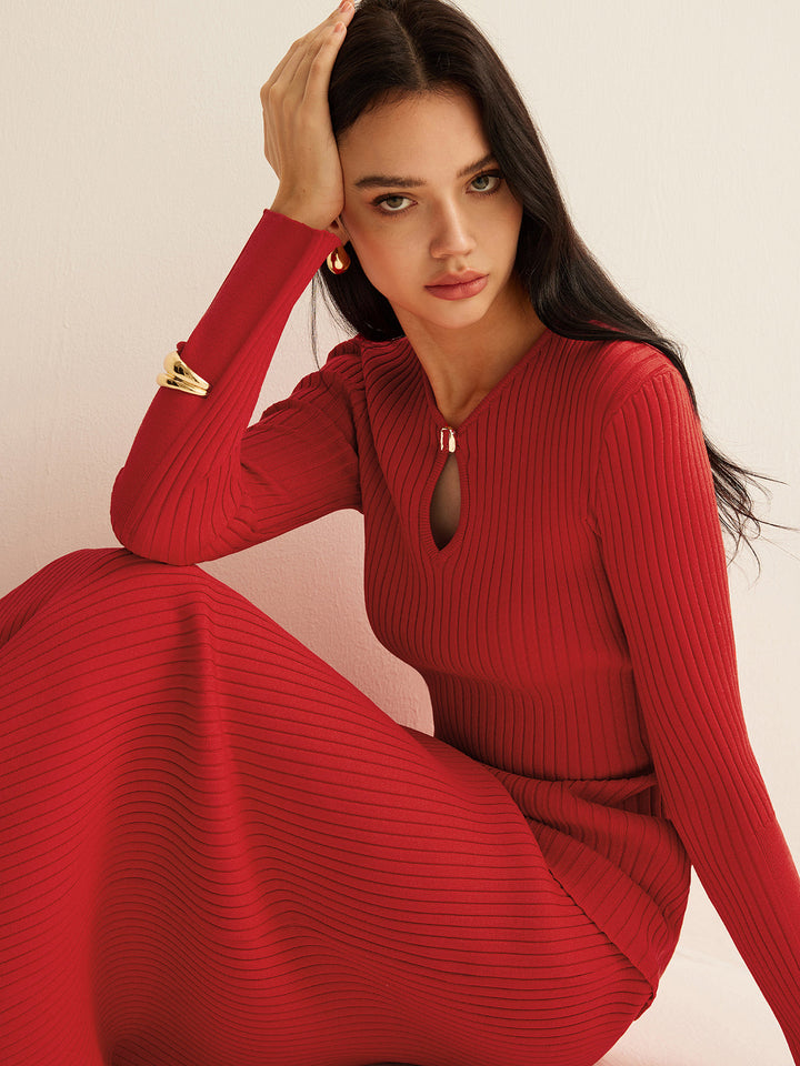 Keyhole Neckline Knit Skirt Set  Liora Lane Boutique Sweater Co-ords