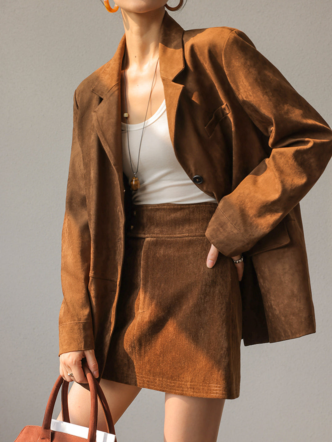 Vintage Suede Blazer  Liora Lane Boutique Blazers Light Brown / XL 186.00