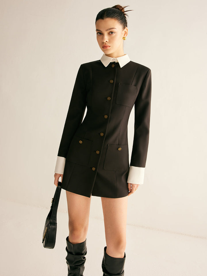 Adjustable-Collar Slim Blazer Dress  Liora Lane Boutique Blazers