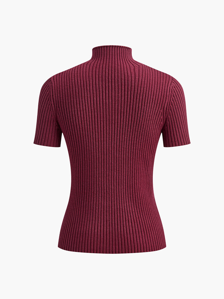 Solid High Neck Split Ribbed Knit Two Pieces Skirt Set  Liora Lane Boutique Sweater Co-ords