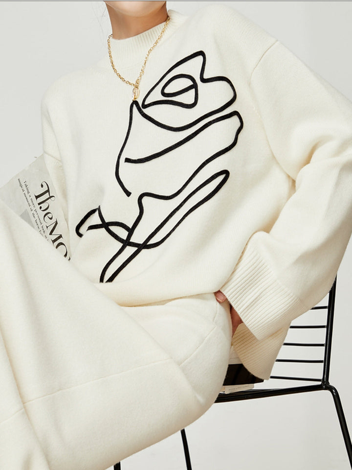 Knit-Floral Pullover Sweater  Liora Lane Boutique Sweaters