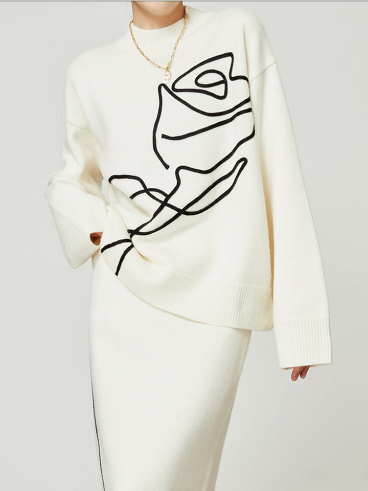 Knit-Floral Pullover Sweater  Liora Lane Boutique Sweaters