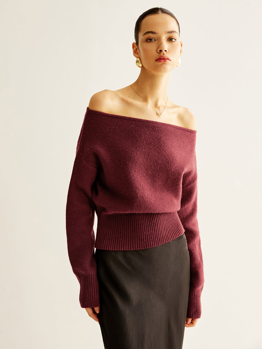 Cold-Shoulder Cinched Sweater  Liora Lane Boutique Sweaters