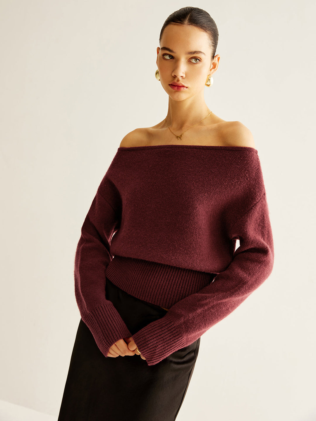 Cold-Shoulder Cinched Sweater  Liora Lane Boutique Sweaters