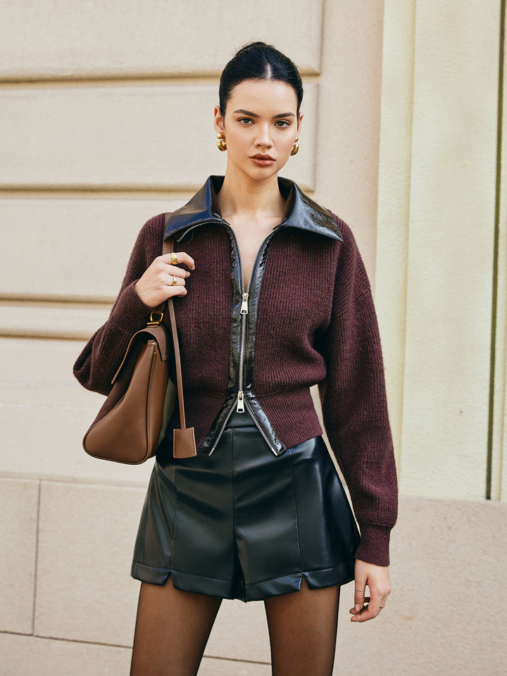 Color Block Zipper Knit Top  Liora Lane Boutique Knit Tops Fuchsia / XL 99.99