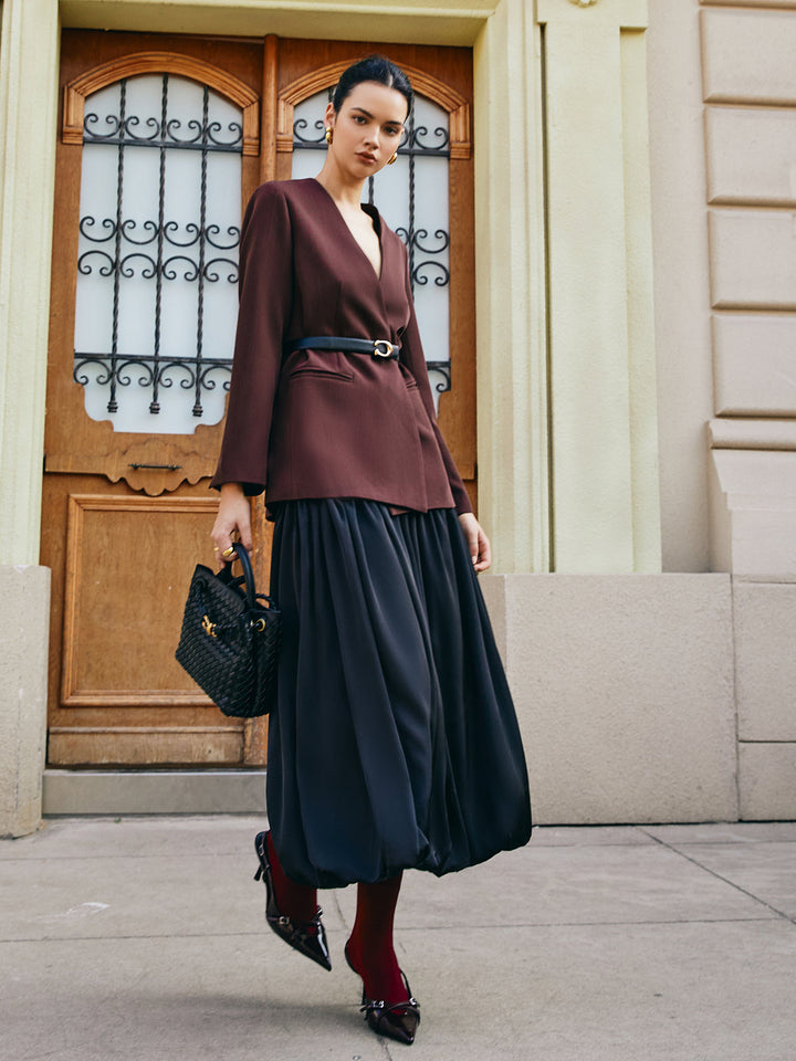 Bud Waist Pleated Satin Skirt  Liora Lane Boutique Skirts