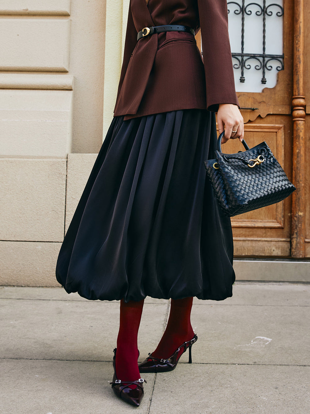 Bud Waist Pleated Satin Skirt  Liora Lane Boutique Skirts