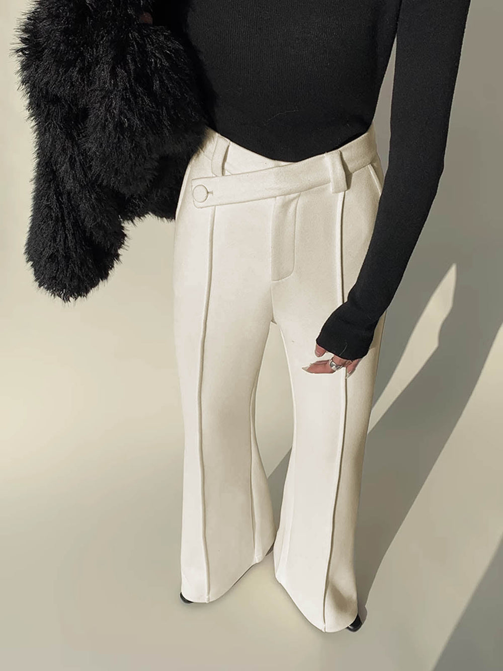 Plain High-Waist Piping Pants  Liora Lane Boutique Pants