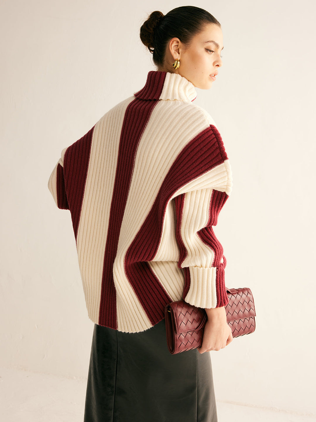 Ribbed Color Block Turtleneck Sweater  Liora Lane Boutique Sweaters