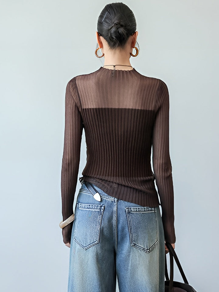 Sheer Panel Slim Sweater  Liora Lane Boutique Sweaters