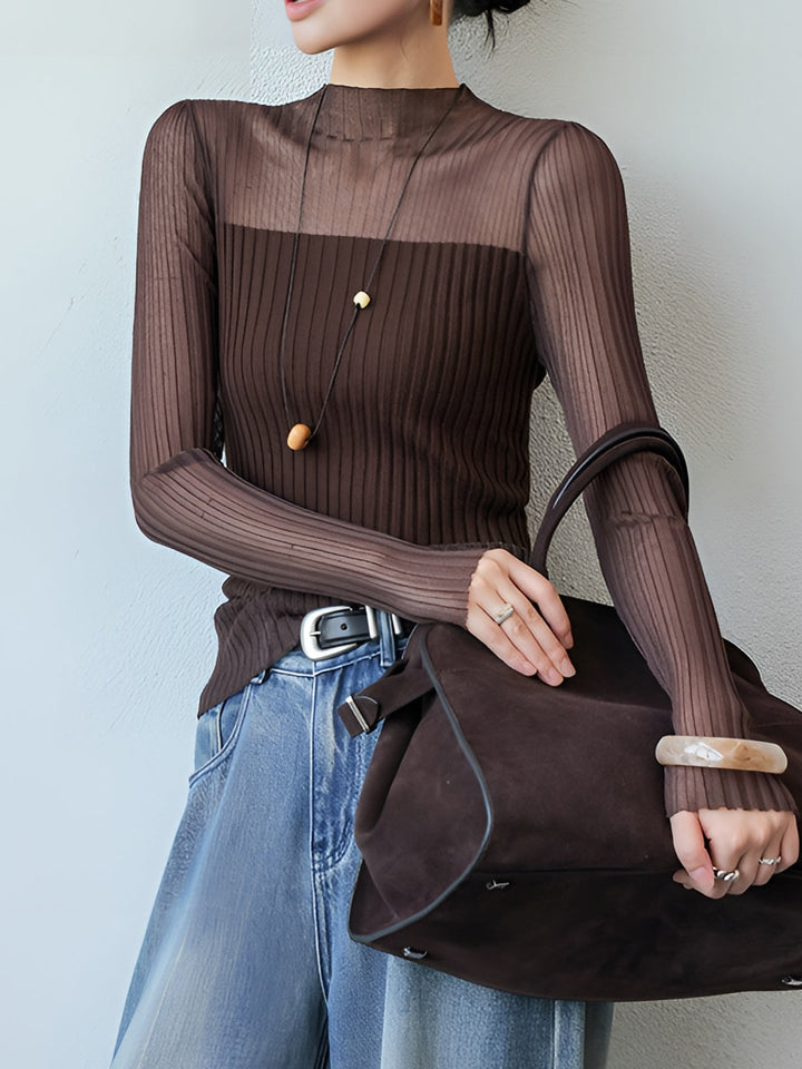 Sheer Panel Slim Sweater  Liora Lane Boutique Sweaters
