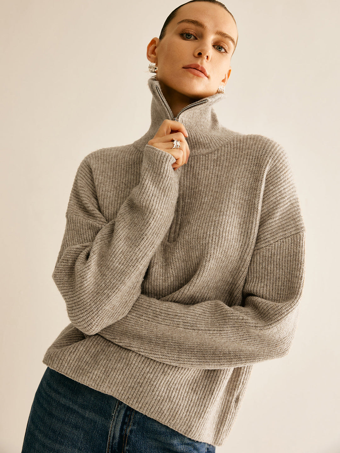 Wool-Blend Zipper Sweater Co-ords  Liora Lane Boutique Sweater Co-ords