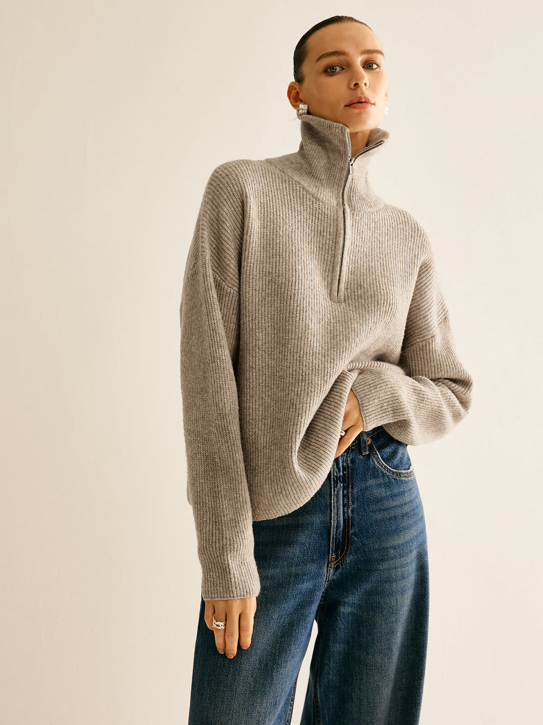 Wool-Blend Zipper Sweater Co-ords  Liora Lane Boutique Sweater Co-ords