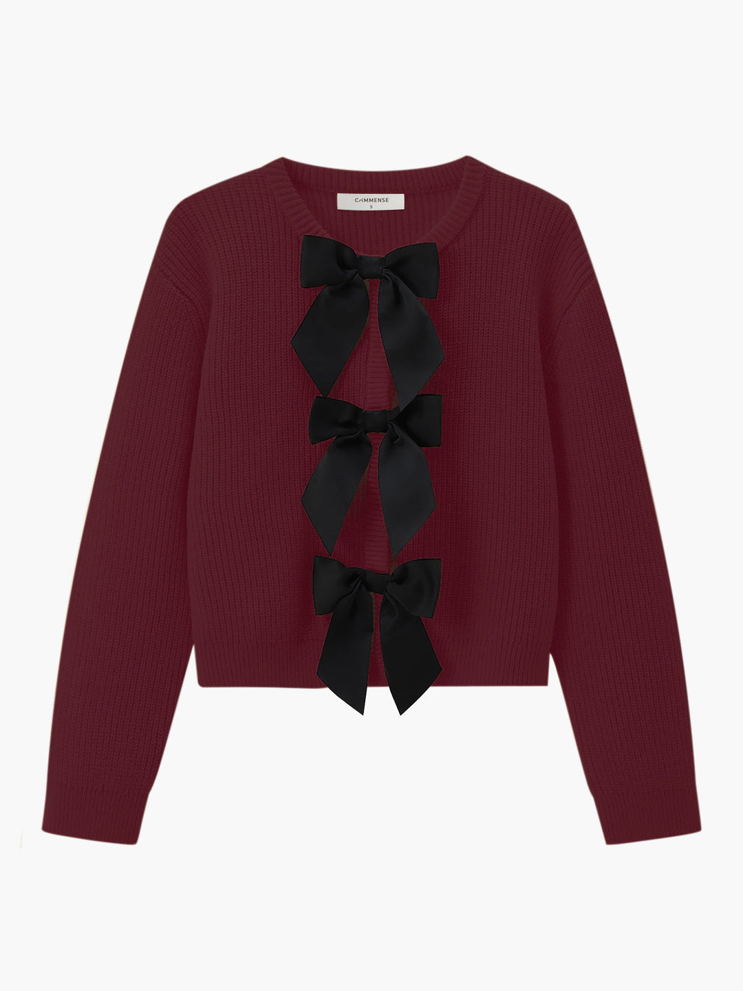 Bow Ribbed Warm Sweater  Liora Lane Boutique Sweaters Burgundy / XL 44.00