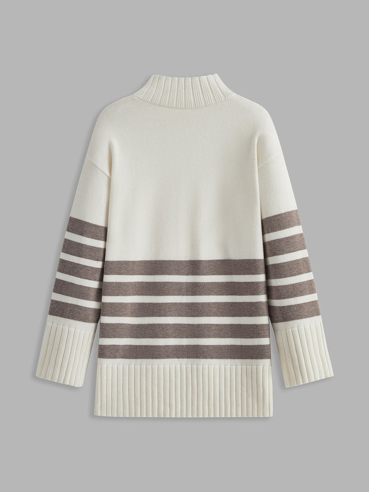 Miss Paris Mock Neck Stripe Sweater  Liora Lane Boutique Sweaters