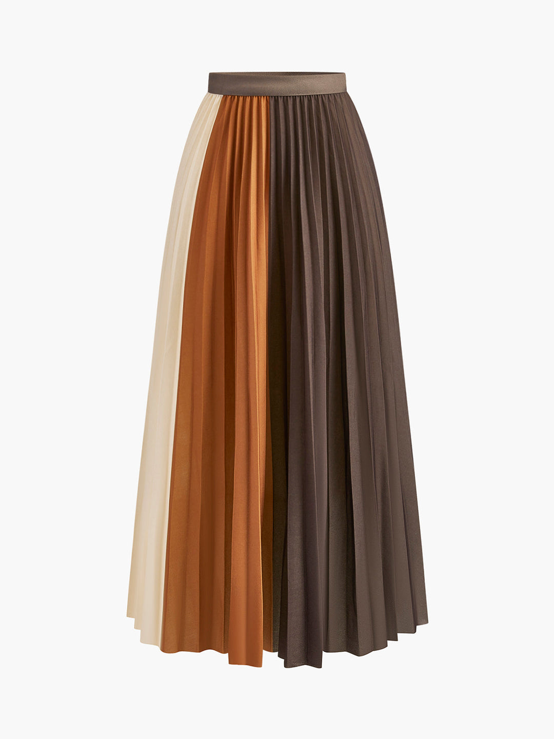 Color Block Pleated Skirt  Liora Lane Boutique Skirts Light Brown / XL 38.00