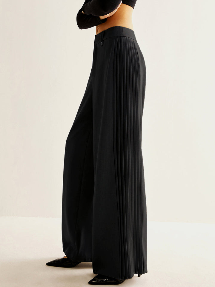 Side Pleated Wide-Leg Pants  Liora Lane Boutique Pants