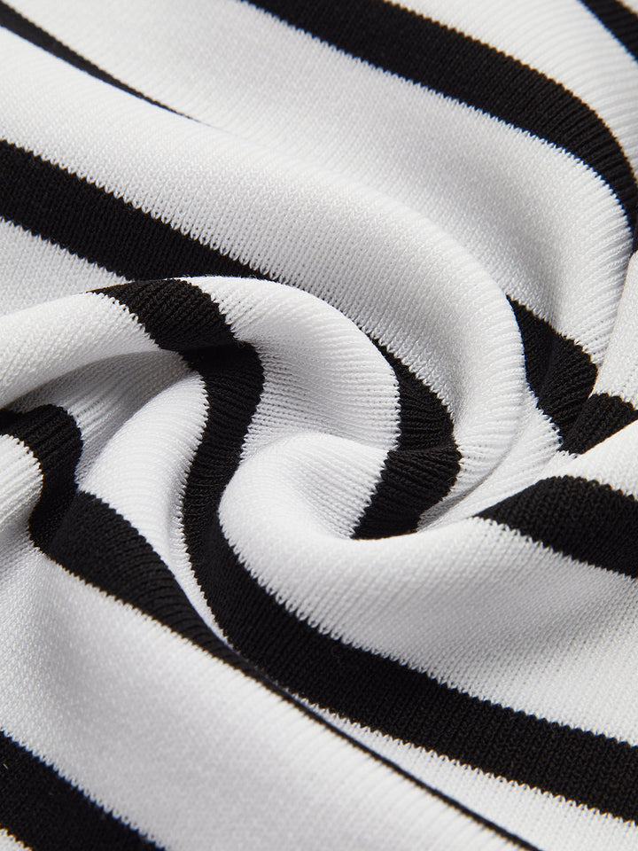 Striped Crop Bodycon Knit Top  Liora Lane Boutique Knit Tops