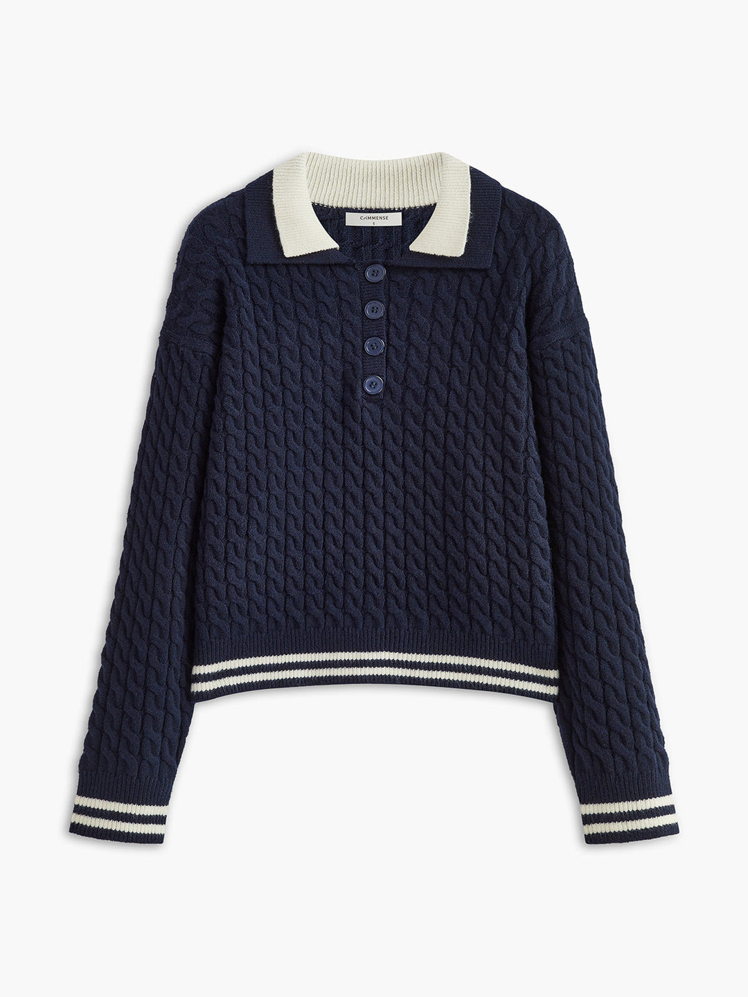 Contrast Binding Button Knit Top  Liora Lane Boutique Knit Tops Blue / XL 44.00