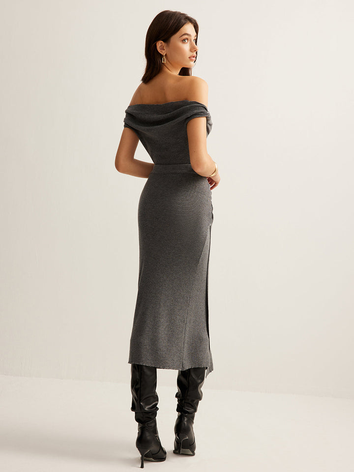 Wool-Blend Ruched Sweater Skirt Set  Liora Lane Boutique Sweater Co-ords