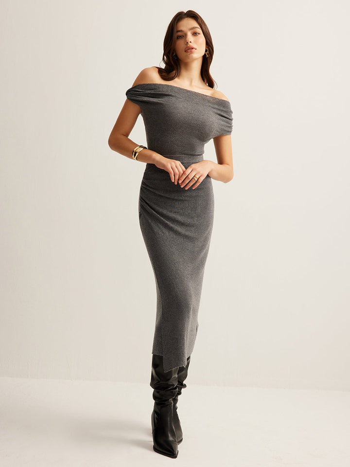 Wool-Blend Ruched Sweater Skirt Set  Liora Lane Boutique Sweater Co-ords