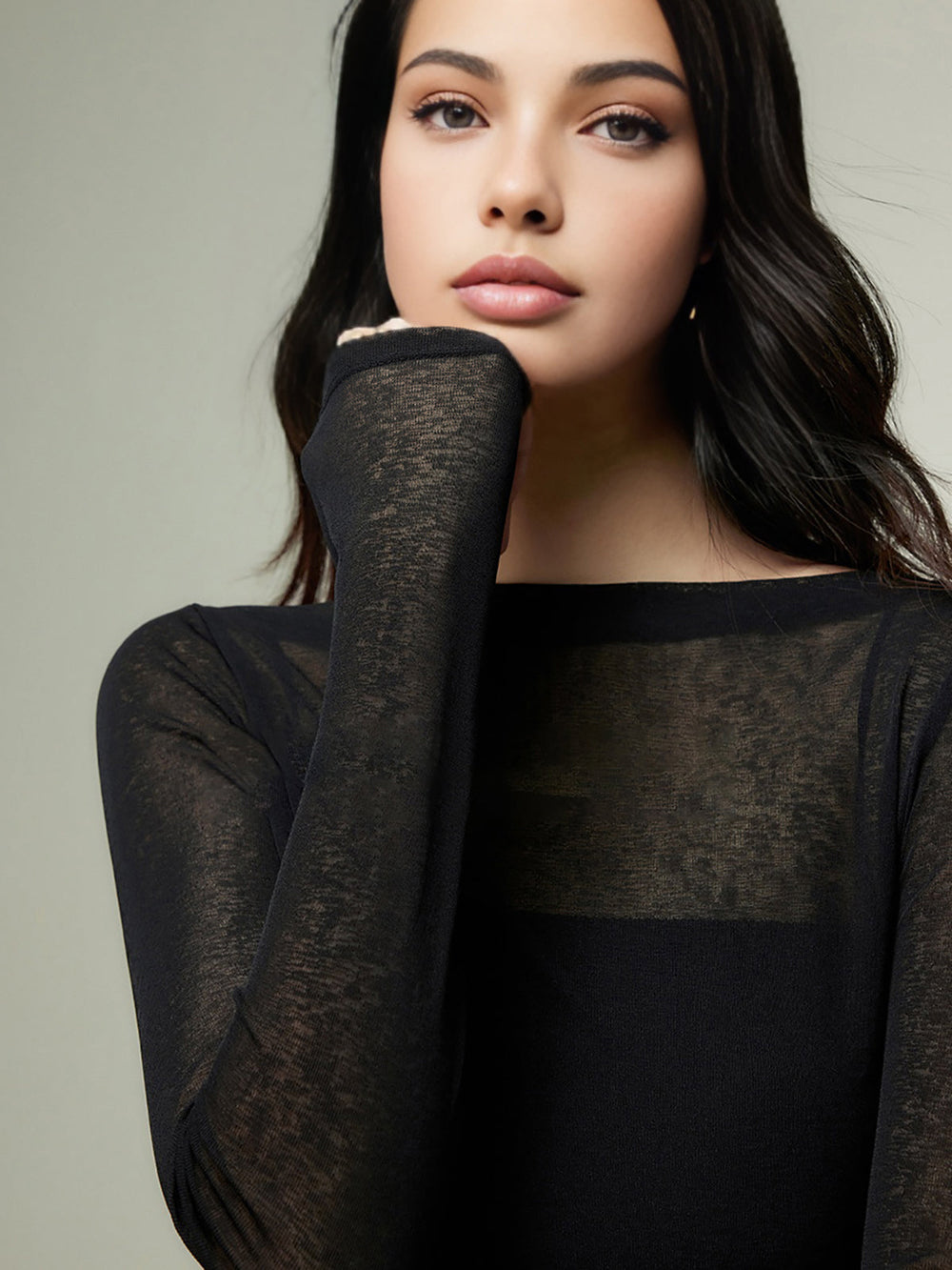 Straight Neck Sheer Panel Jersey Top  Liora Lane Boutique T-Shirts