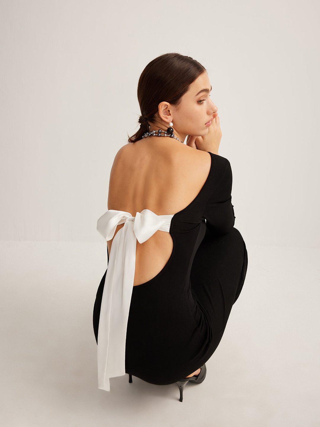 Bow Open Back Knit Dress  Liora Lane Boutique Dresses
