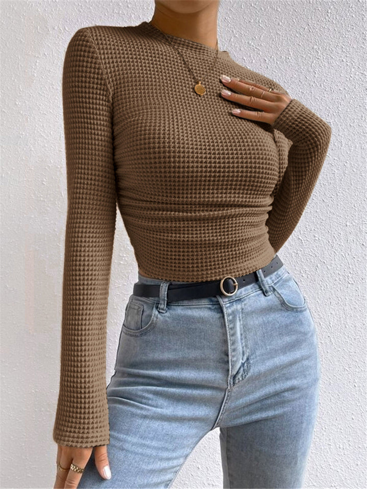 Plain Waffle Slim Sweater  Liora Lane Boutique T-Shirts Brown / XL 28.00