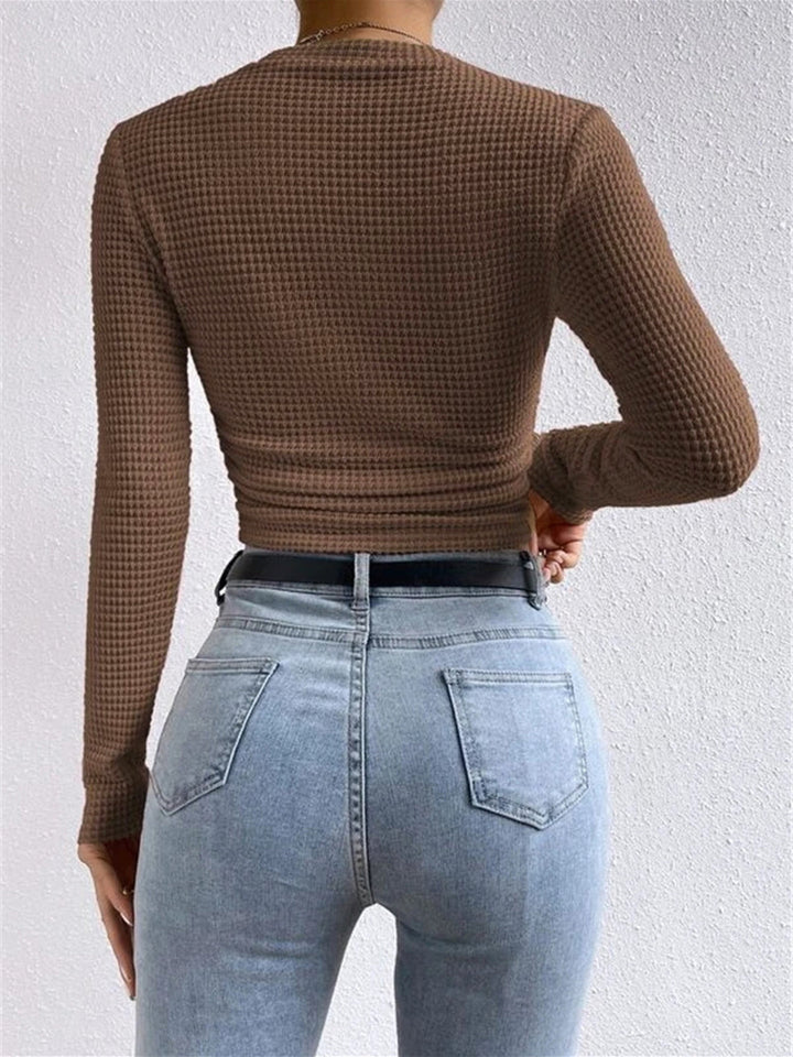 Plain Waffle Slim Sweater  Liora Lane Boutique T-Shirts